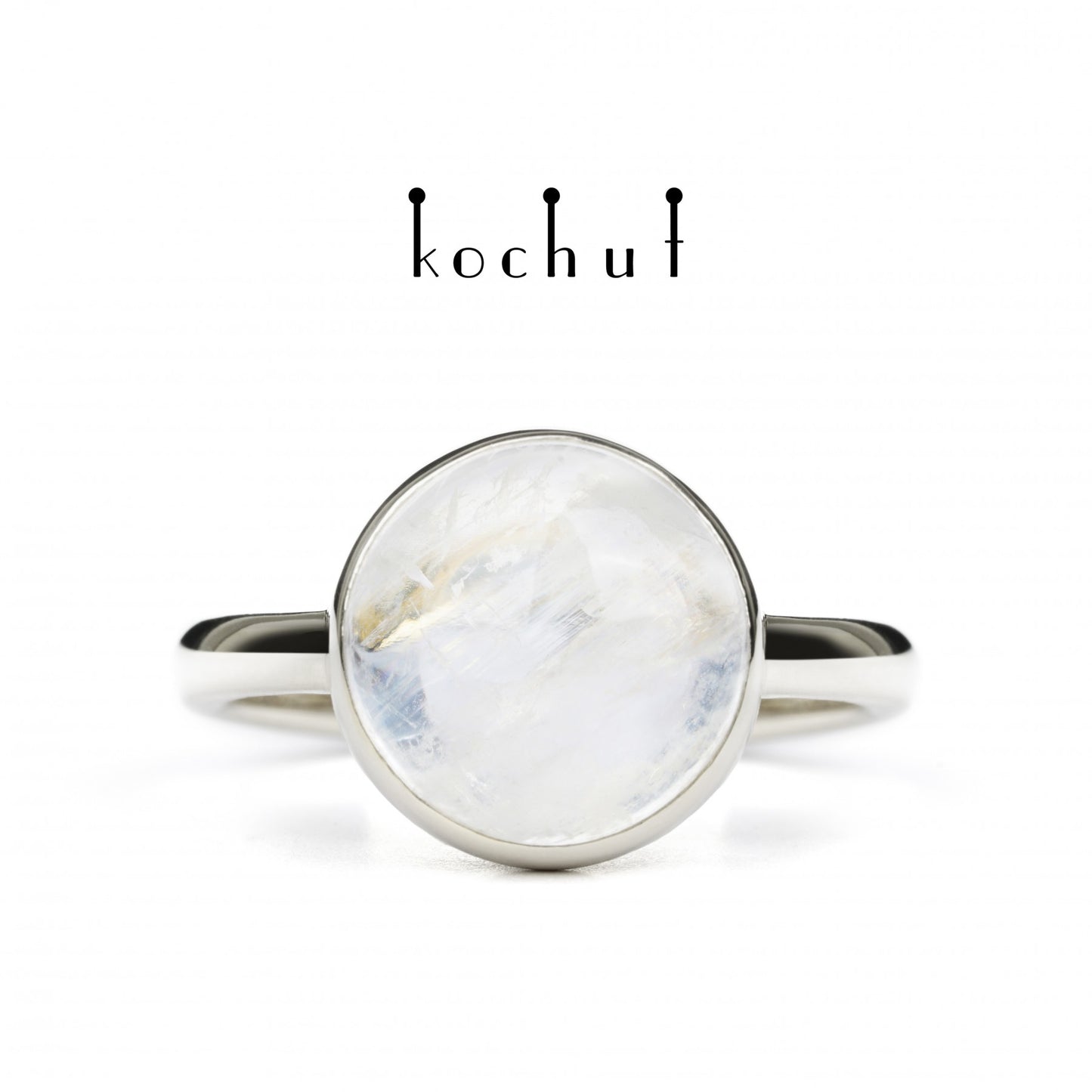 Supermoon — Ring aus Silber, beschichtet mit weißem Rhodium und Mondstein
