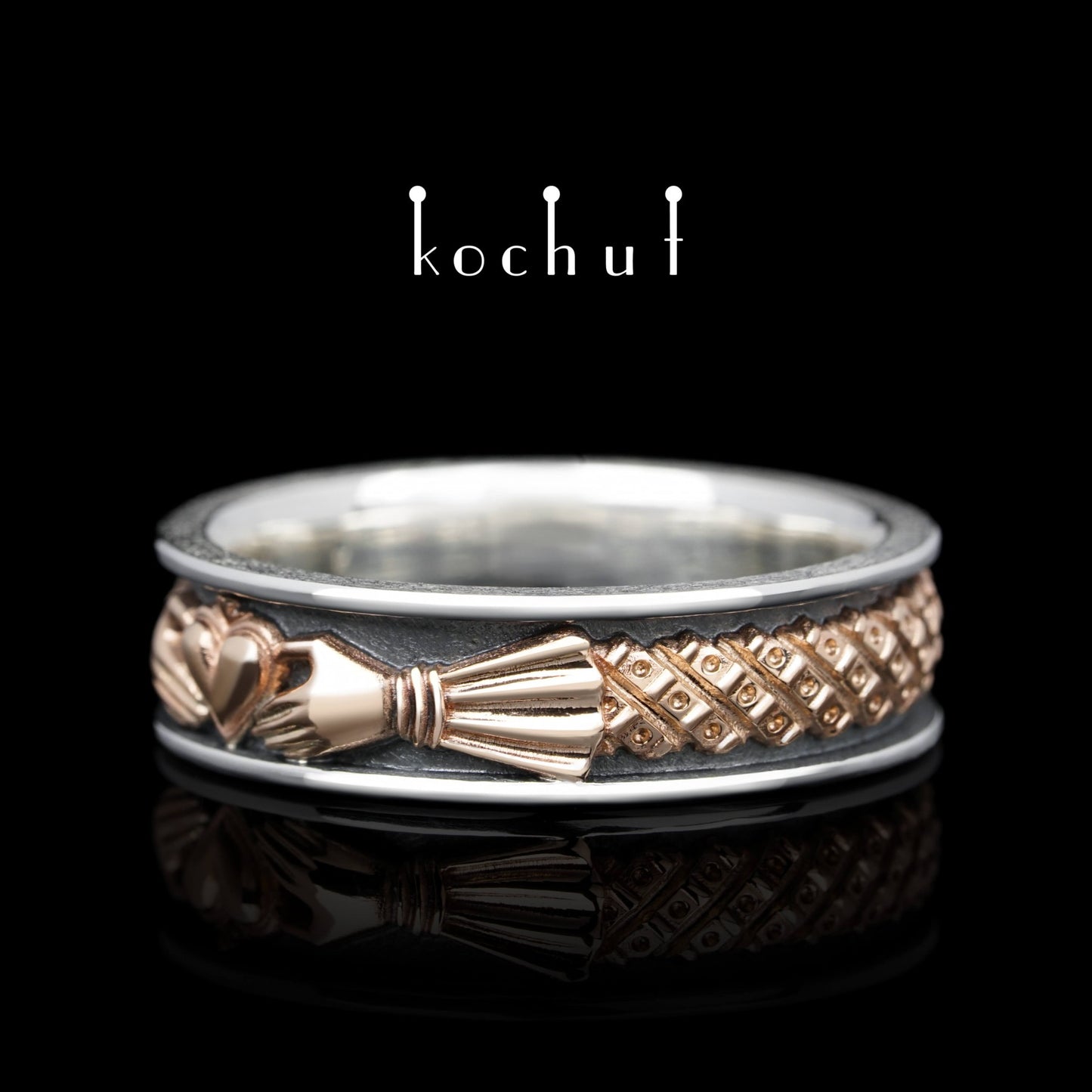 Heart of the Marquist — Ring aus oxidiertem Silber und Rotgold