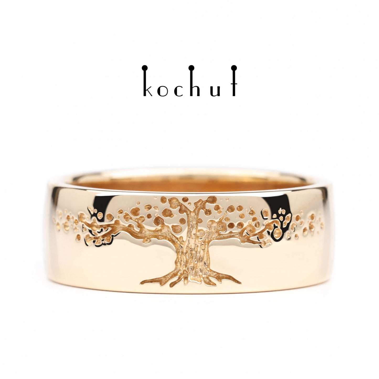 Baum des Lebens - Ehering aus Rotgold (7 mm)