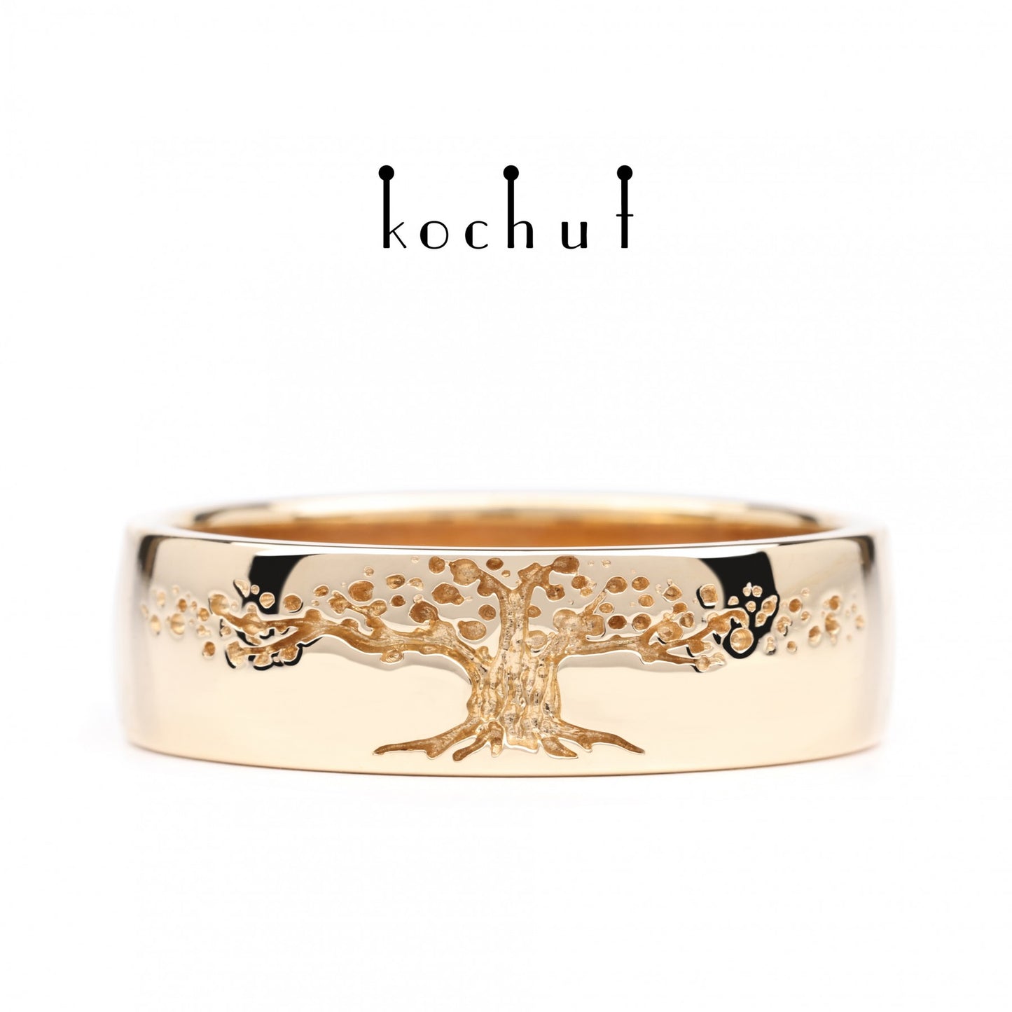 Baum des Lebens - Ehering aus Rotgold (6 mm)