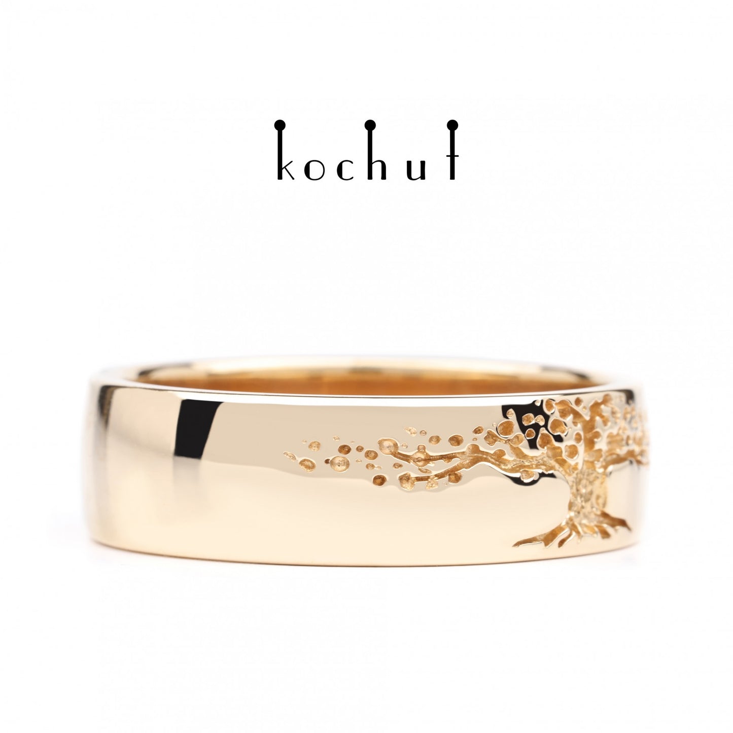Baum des Lebens - Ehering aus Rotgold (6 mm)