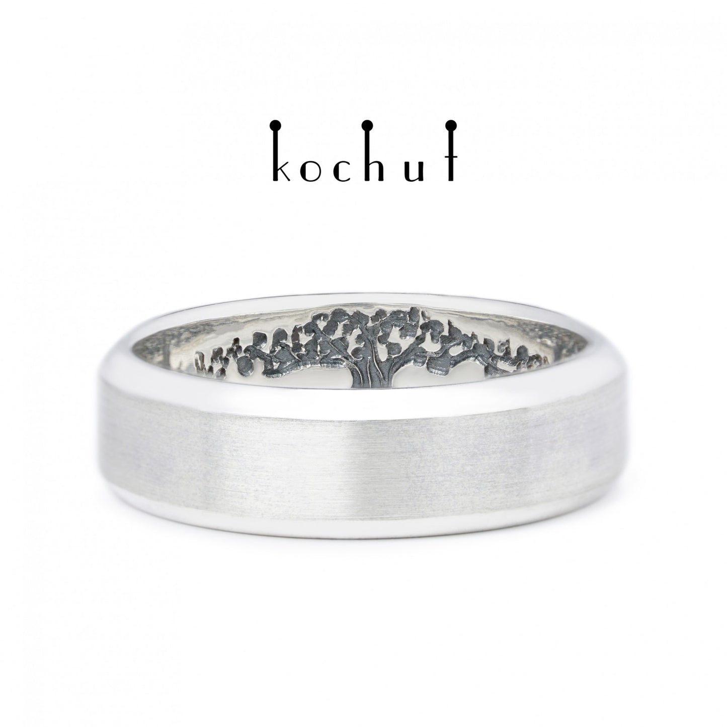 Baum des Lebens: Stamm - Ehering matt, aus oxidiertem Sterlingsilber