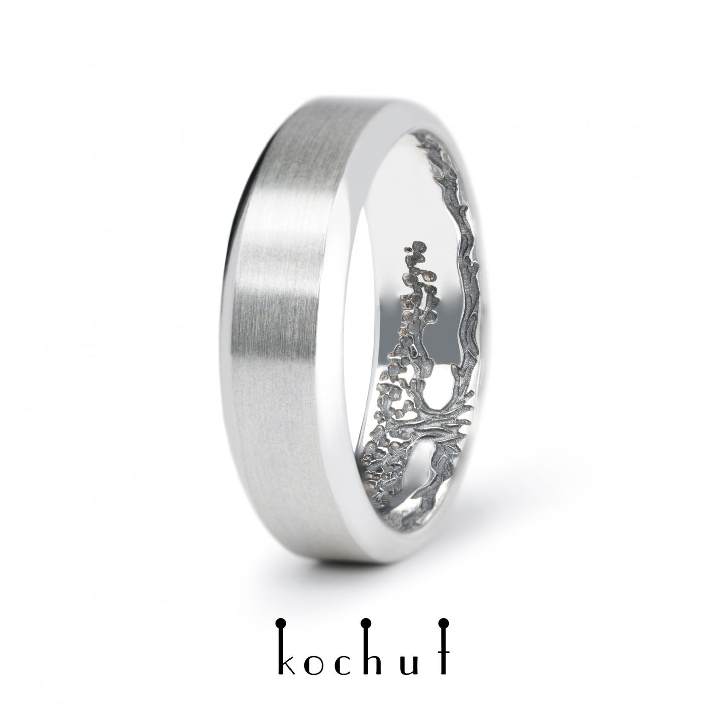 Baum des Lebens: Stamm - Ehering matt, aus oxidiertem Sterlingsilber