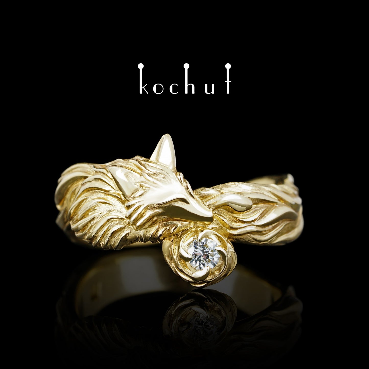 Kleiner Fuchs – Ring aus Gelbgold mit Diamant