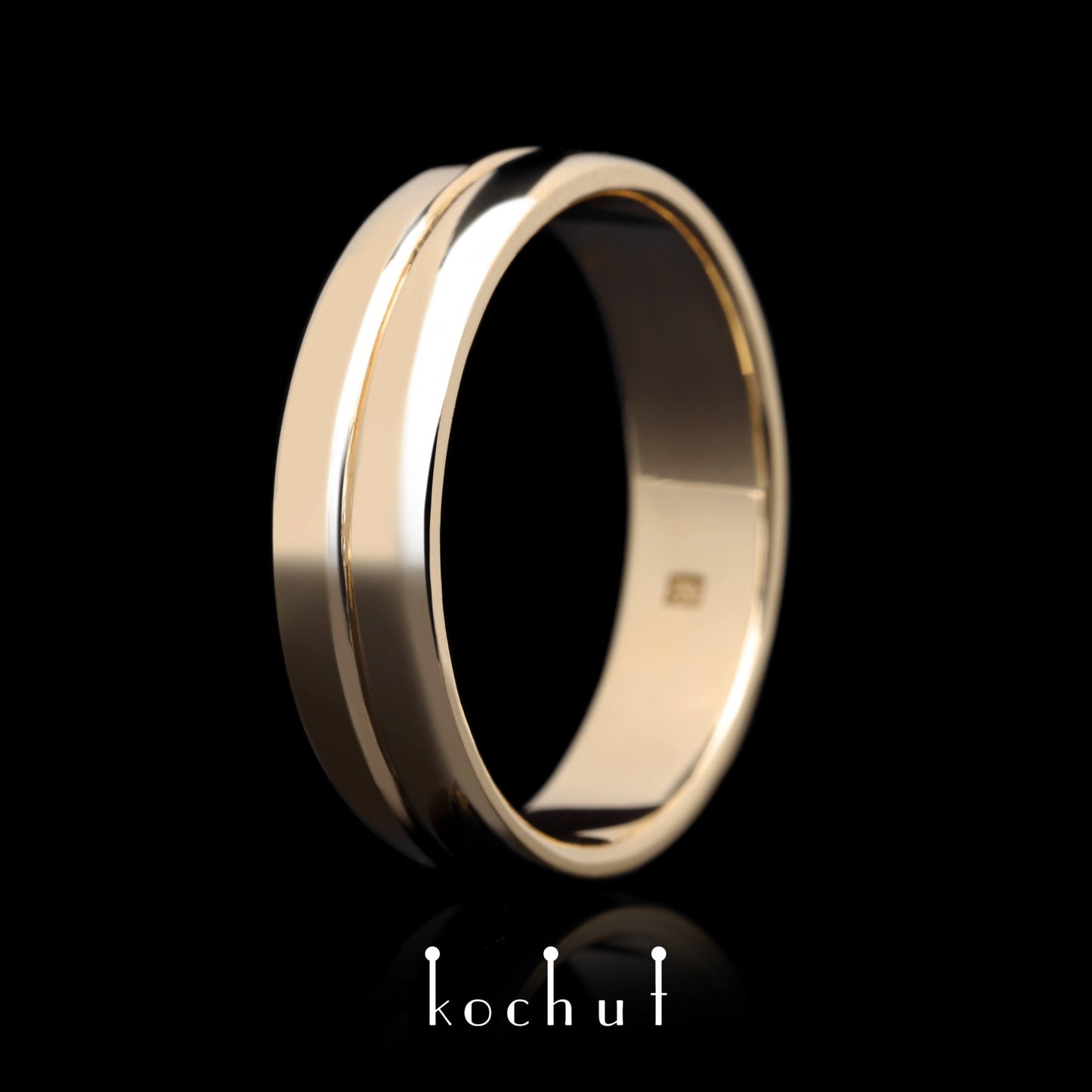 Achse der Liebe — Ehering aus rotem 14-karätigem Gold