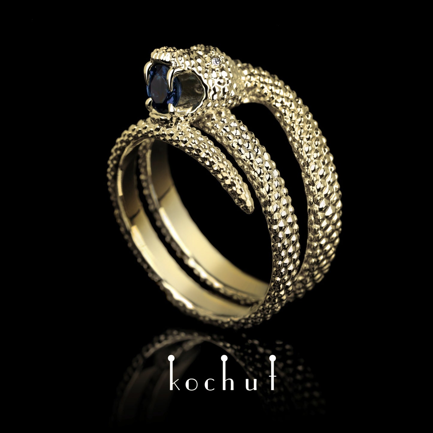 Die Liebe der Zügellosen - Ring aus Gelbgold mit Saphir und Diamanten