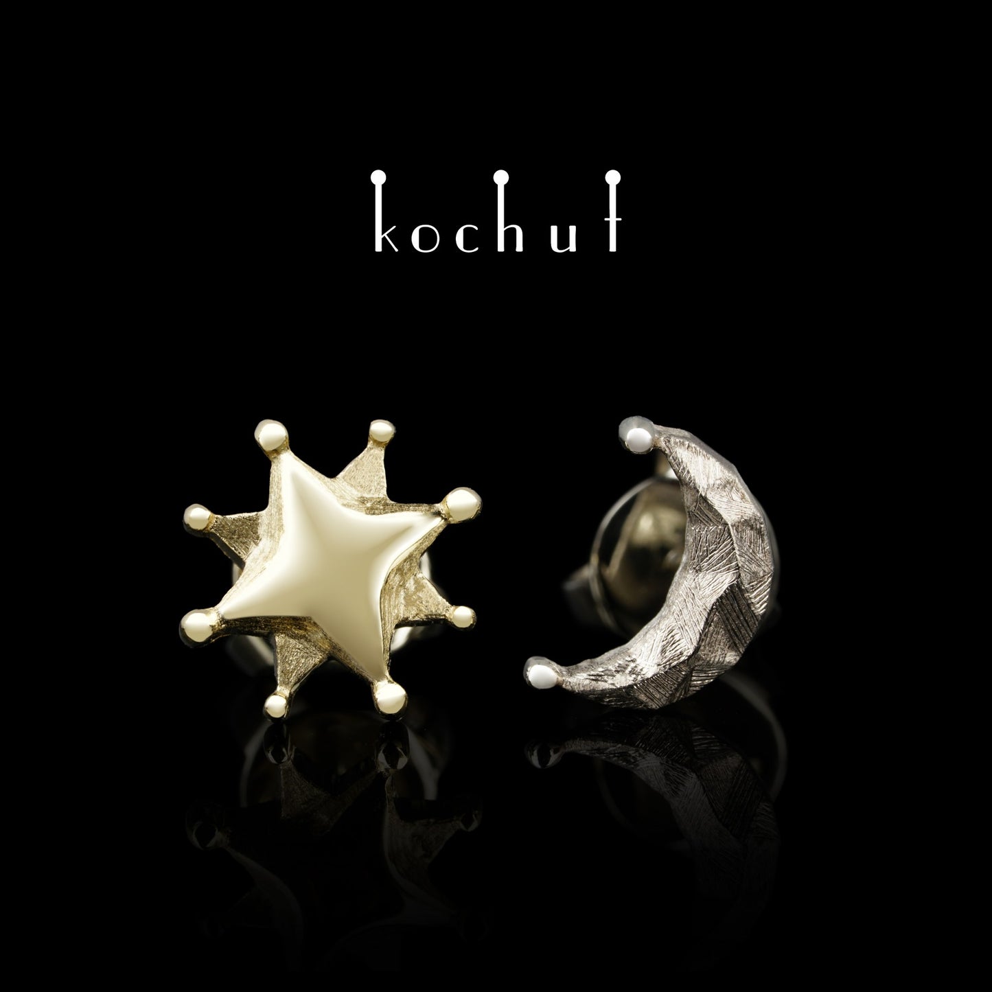 Sun and Moon — Ohrringe aus Gelb- und Weißgold