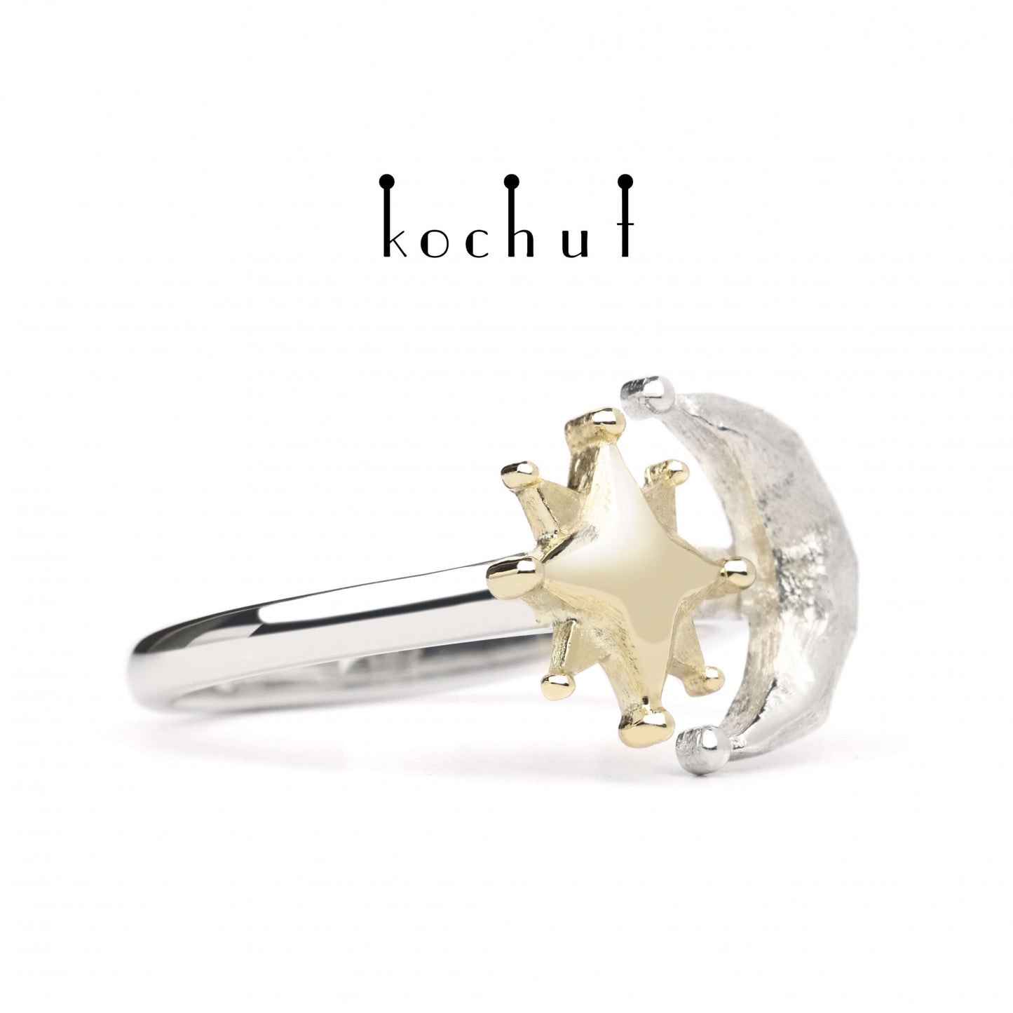 Sun and Moon — Ring aus Gelbgold und Silber