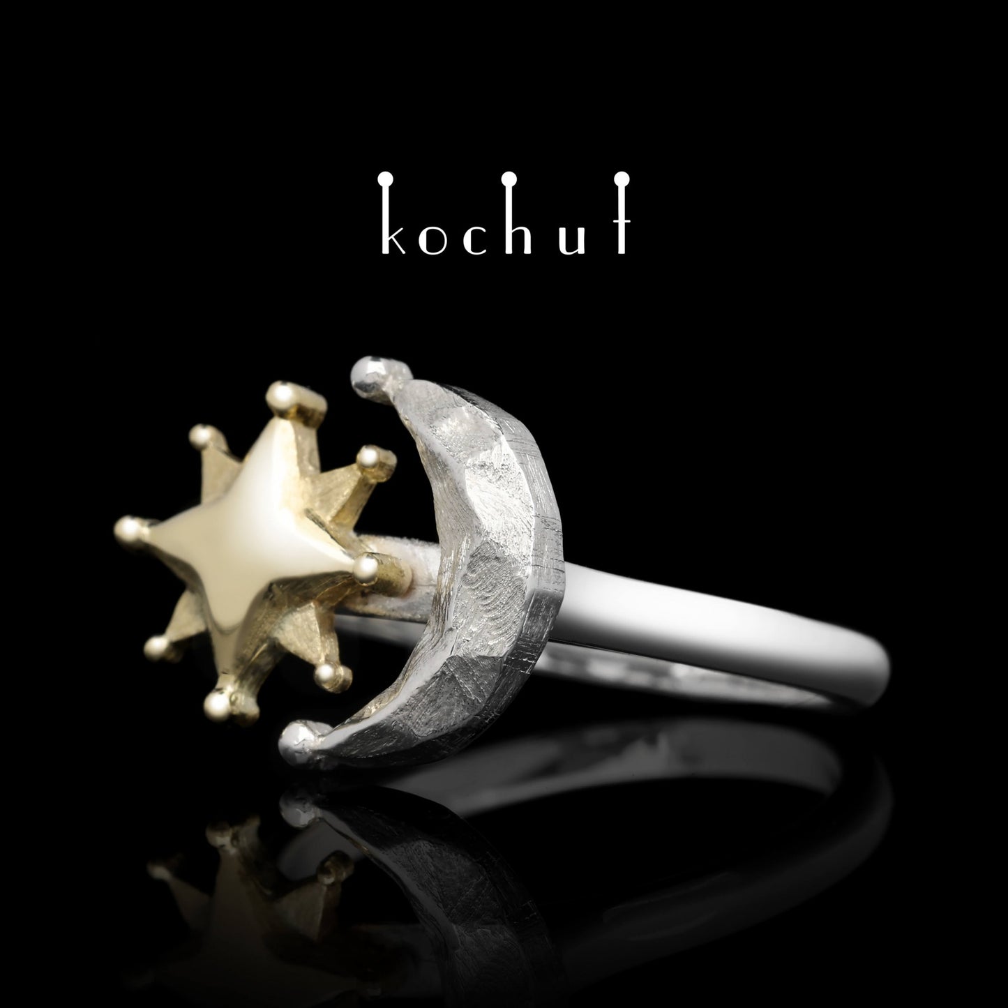 Sun and Moon — Ring aus Gelbgold und Silber