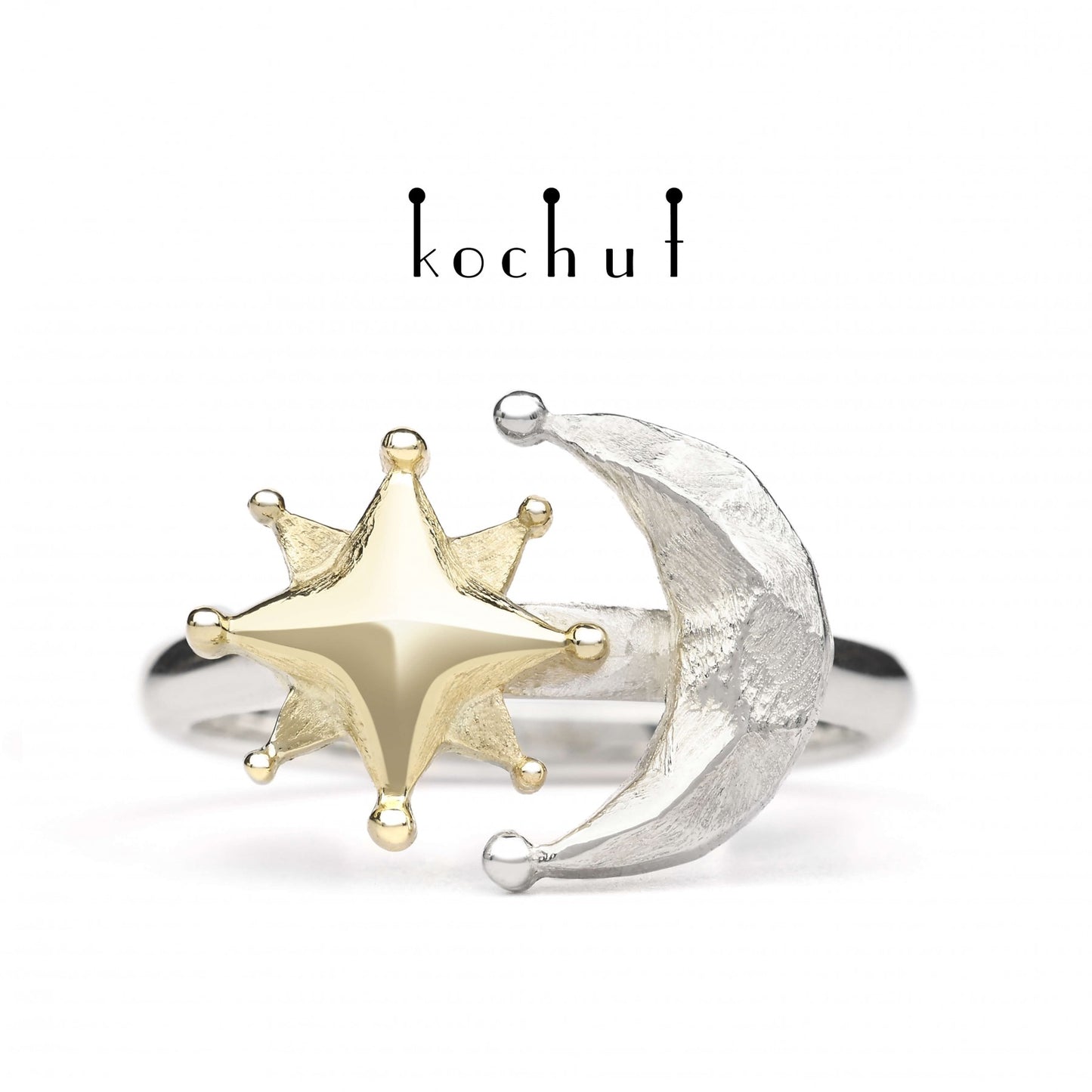 Sun and Moon — Ring aus Gelbgold und Silber