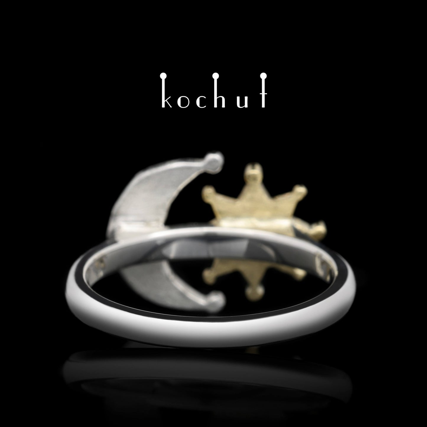 Sun and Moon — Ring aus Gelbgold und Silber