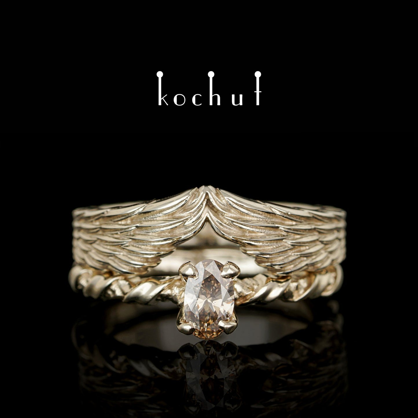 Helena von Troja – Doppel-Verlobungsring aus Weißgold mit Diamant.