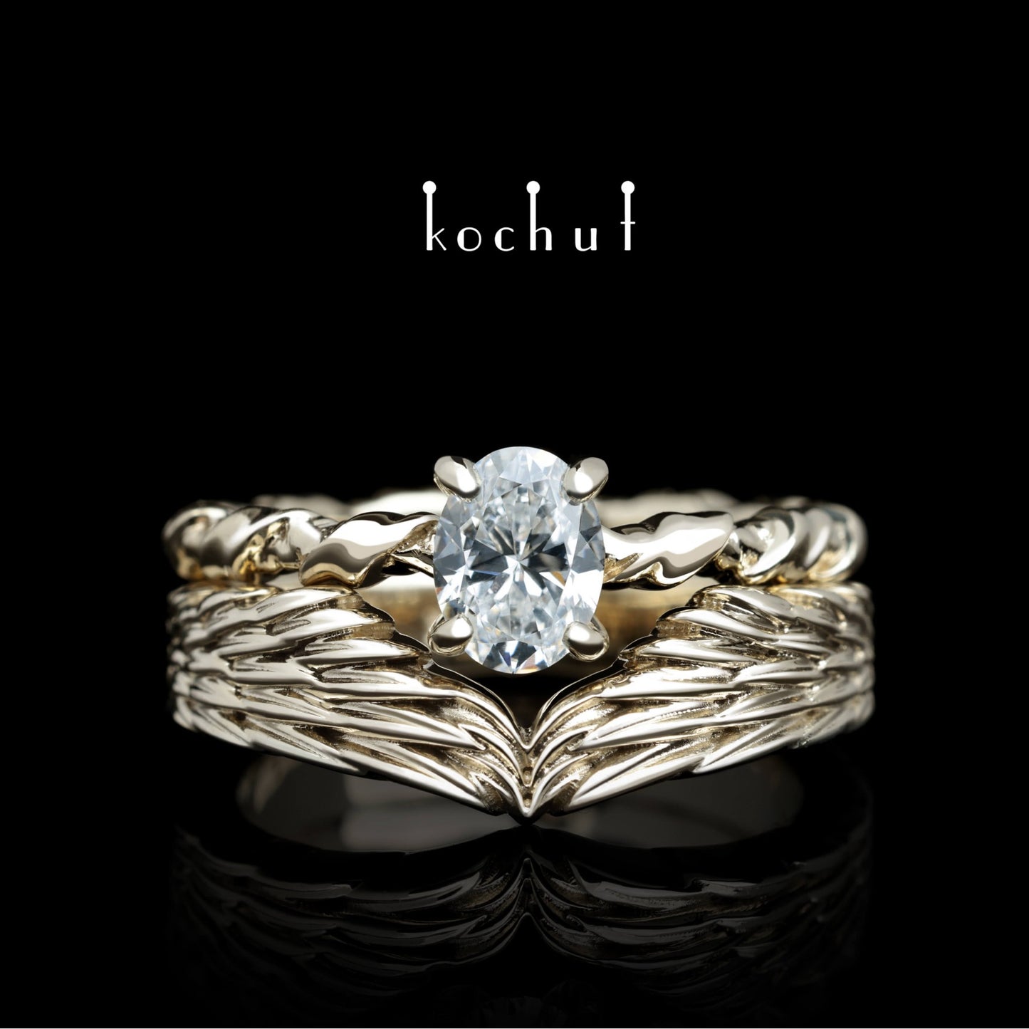 Helena von Troja – Doppel-Verlobungsring aus Weißgold mit Diamant.