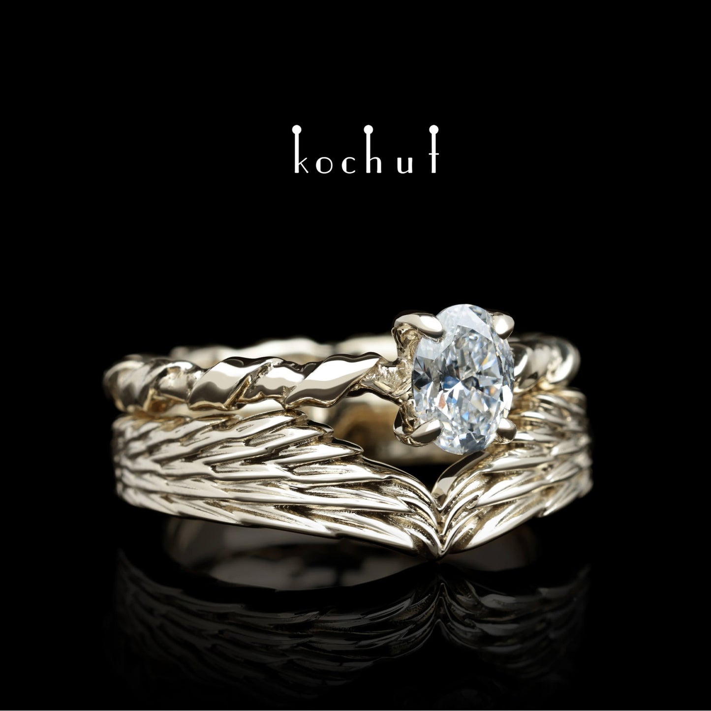Helena von Troja – Doppel-Verlobungsring aus Weißgold mit Diamant.