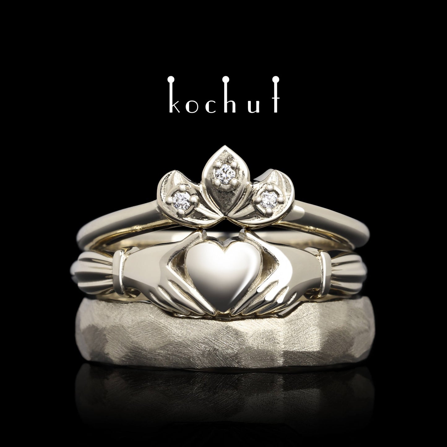 Claddachian — Schmuckset aus Weißgold mit Diamanten