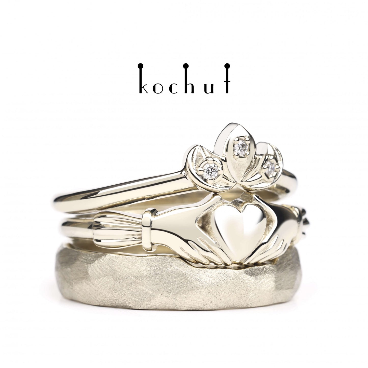 Claddachian — Schmuckset aus Weißgold mit Diamanten