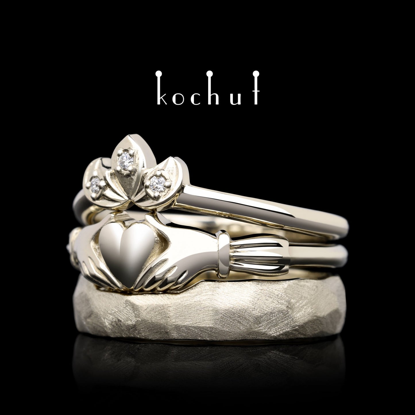 Claddachian — Schmuckset aus Weißgold mit Diamanten