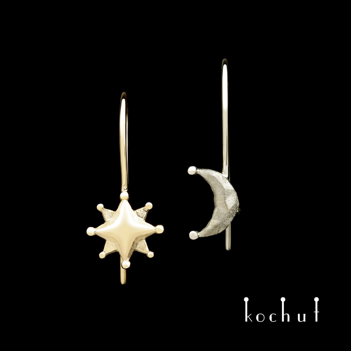 Sun and Moon — Ohrringe aus Gelb- und Weißgold