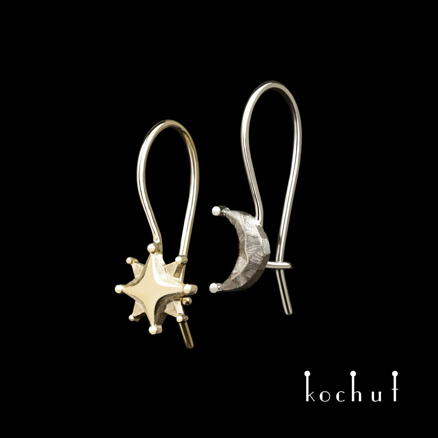 Sun and Moon — Ohrringe aus Gelb- und Weißgold
