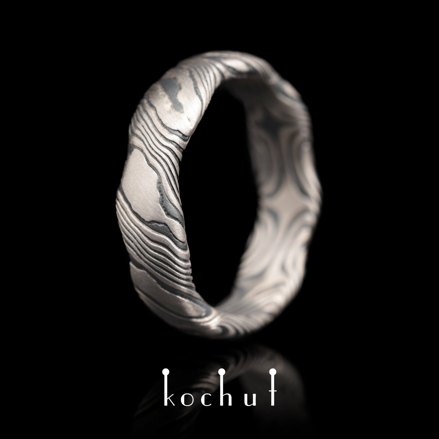 Waves — Mokume-Ehering aus Palladium-Gold sowie geätztem und oxidiertem Silber