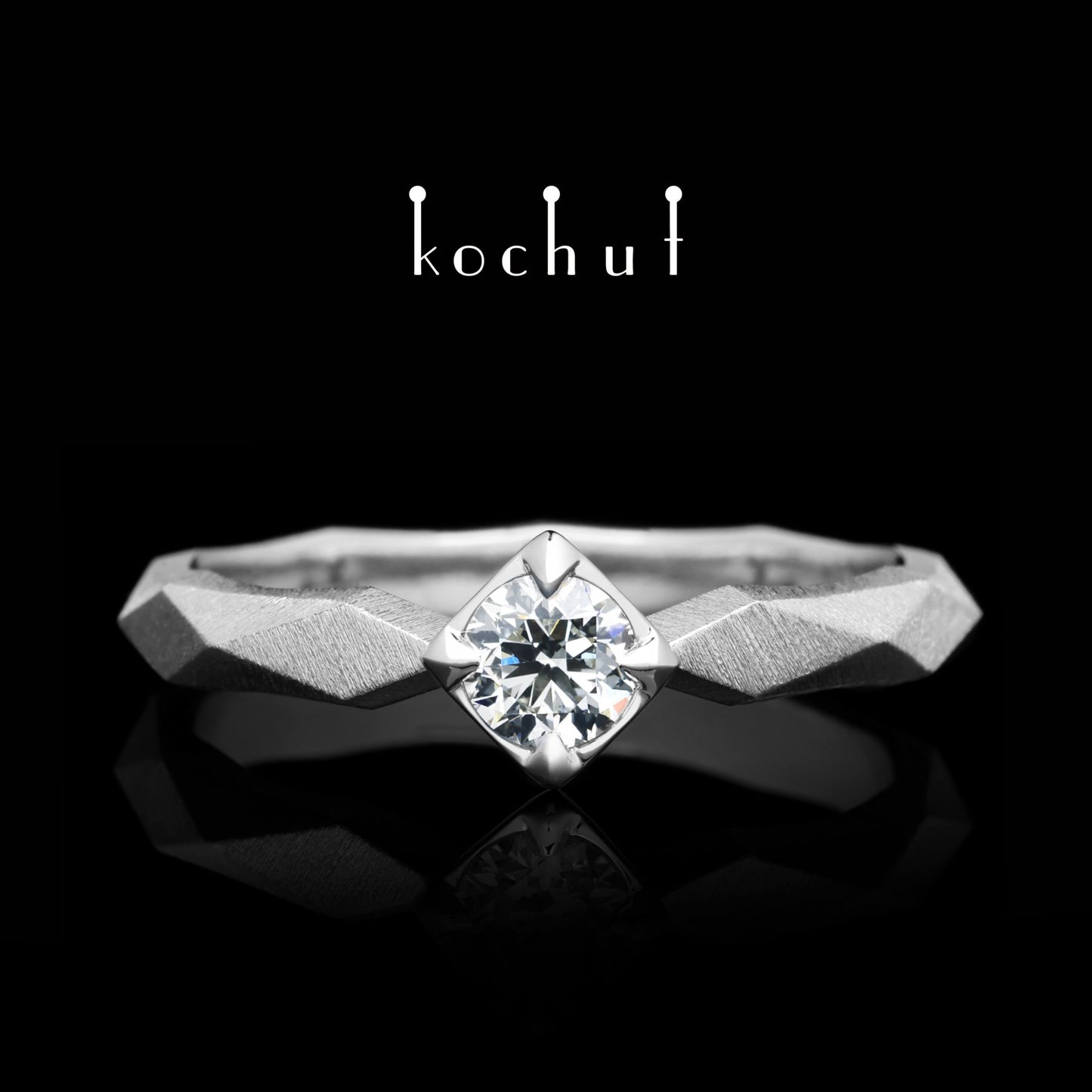 Meine Königin - Verlobungsring aus Weißgold mit Diamant und mit Rhodium überzogen (0,25 ct)