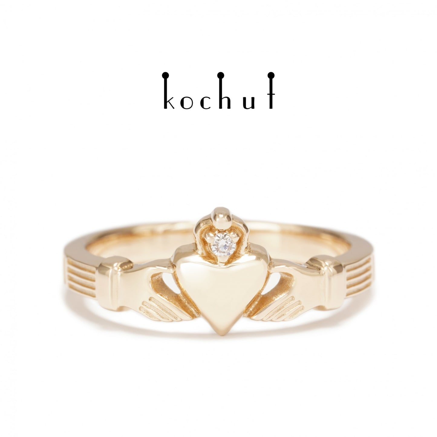 Claddagh — Ring aus Rotgold mit Diamant