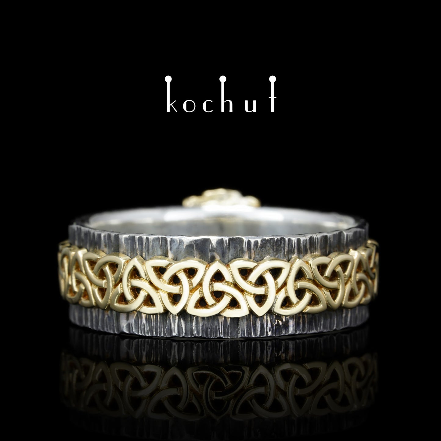 Claddagh: Freundschaft — Ring aus oxidiertem Silber und Gelbgold