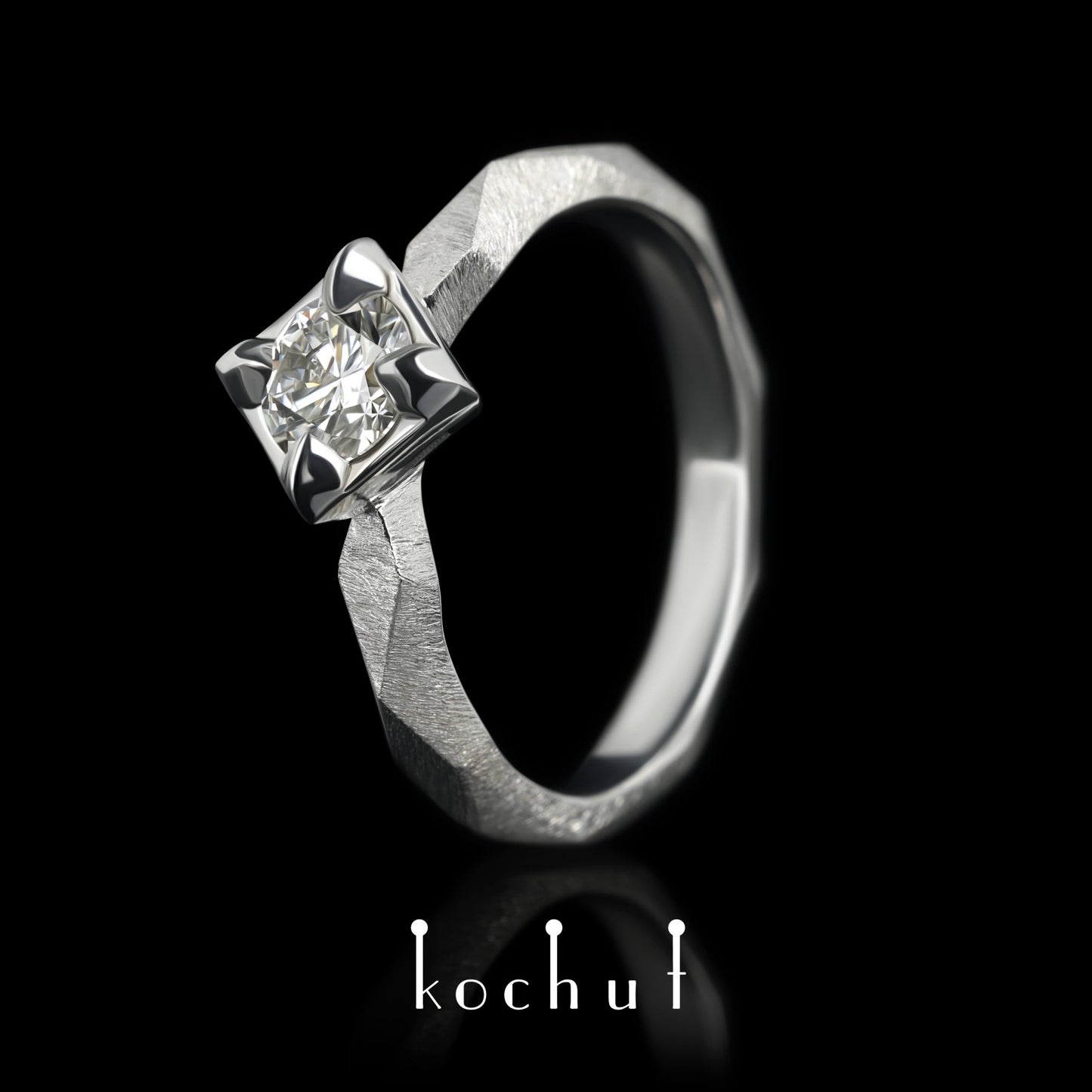 Meine Königin - Verlobungsring aus Weißgold mit Diamant und mit Rhodium überzogen (0.43 ct)