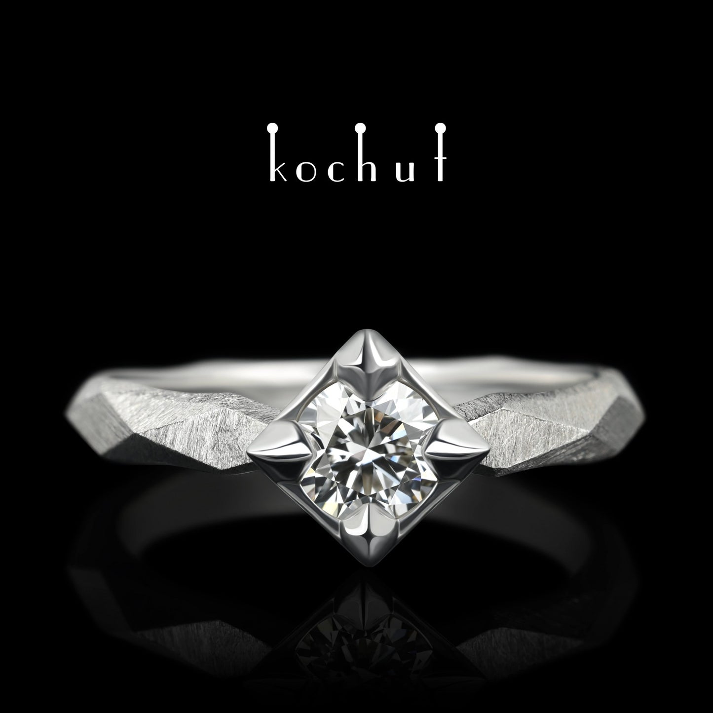 Meine Königin - Verlobungsring aus Weißgold mit Diamant und mit Rhodium überzogen (0.43 ct)