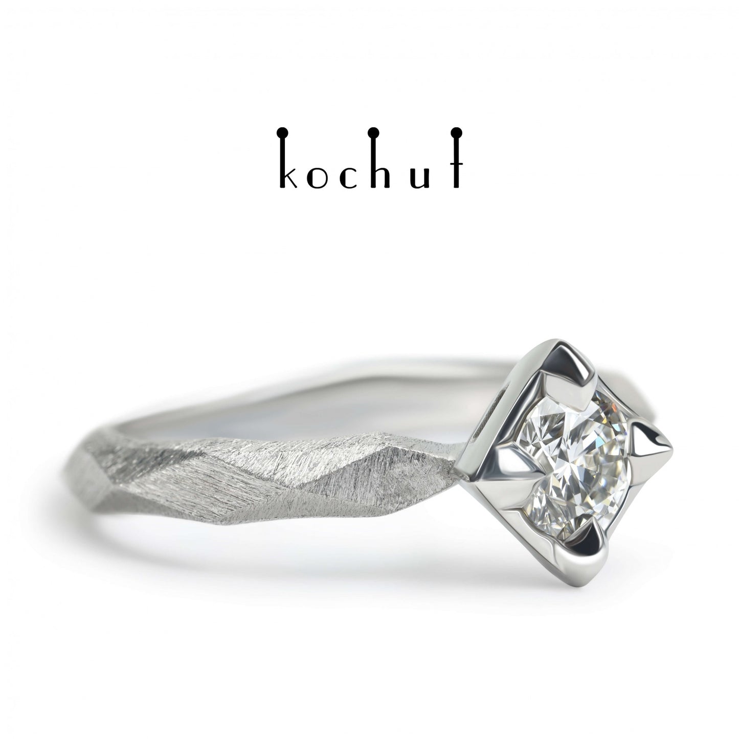 Meine Königin - Verlobungsring aus Weißgold mit Diamant und mit Rhodium überzogen (0.43 ct)