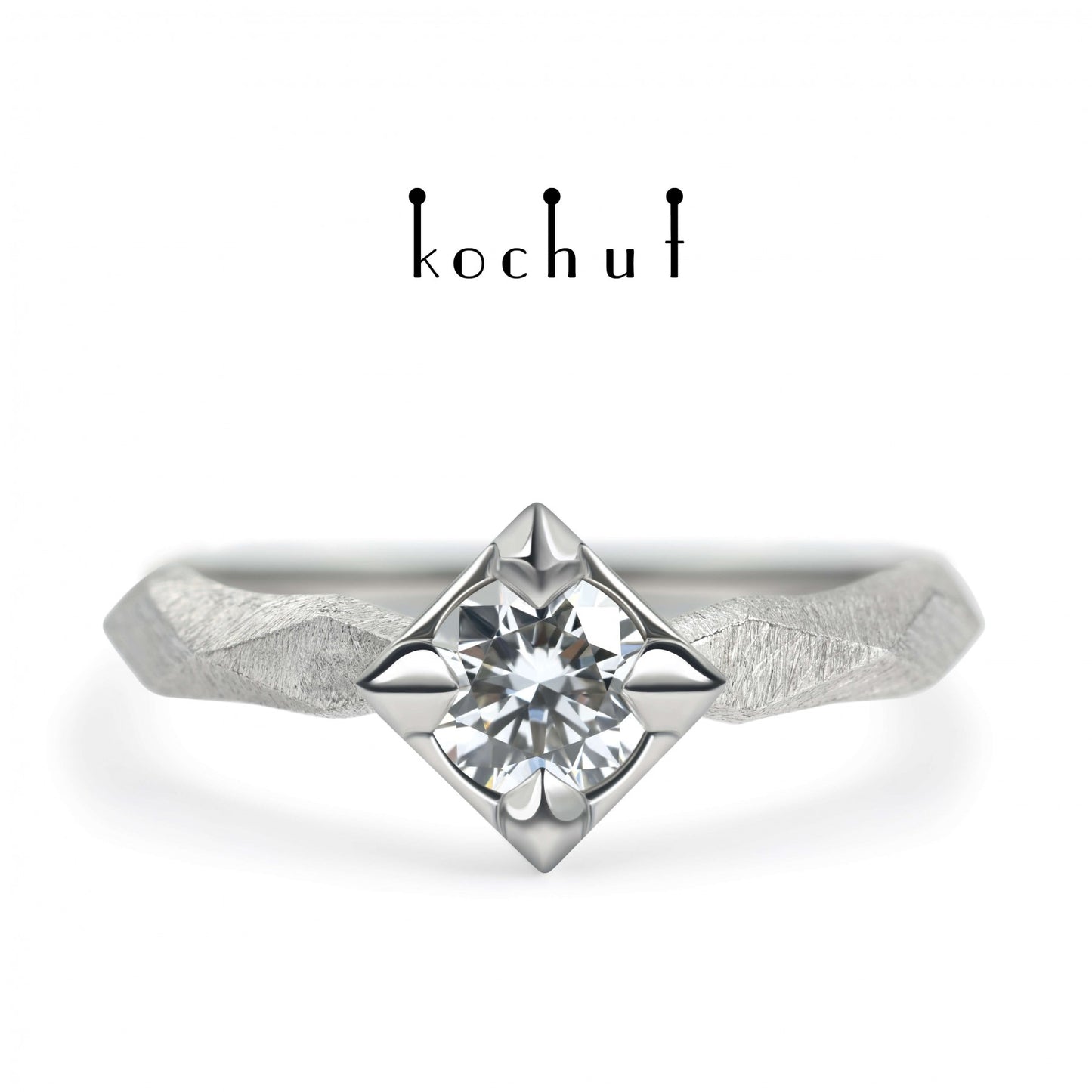 Meine Königin - Verlobungsring aus Weißgold mit Diamant und mit Rhodium überzogen (0.43 ct)