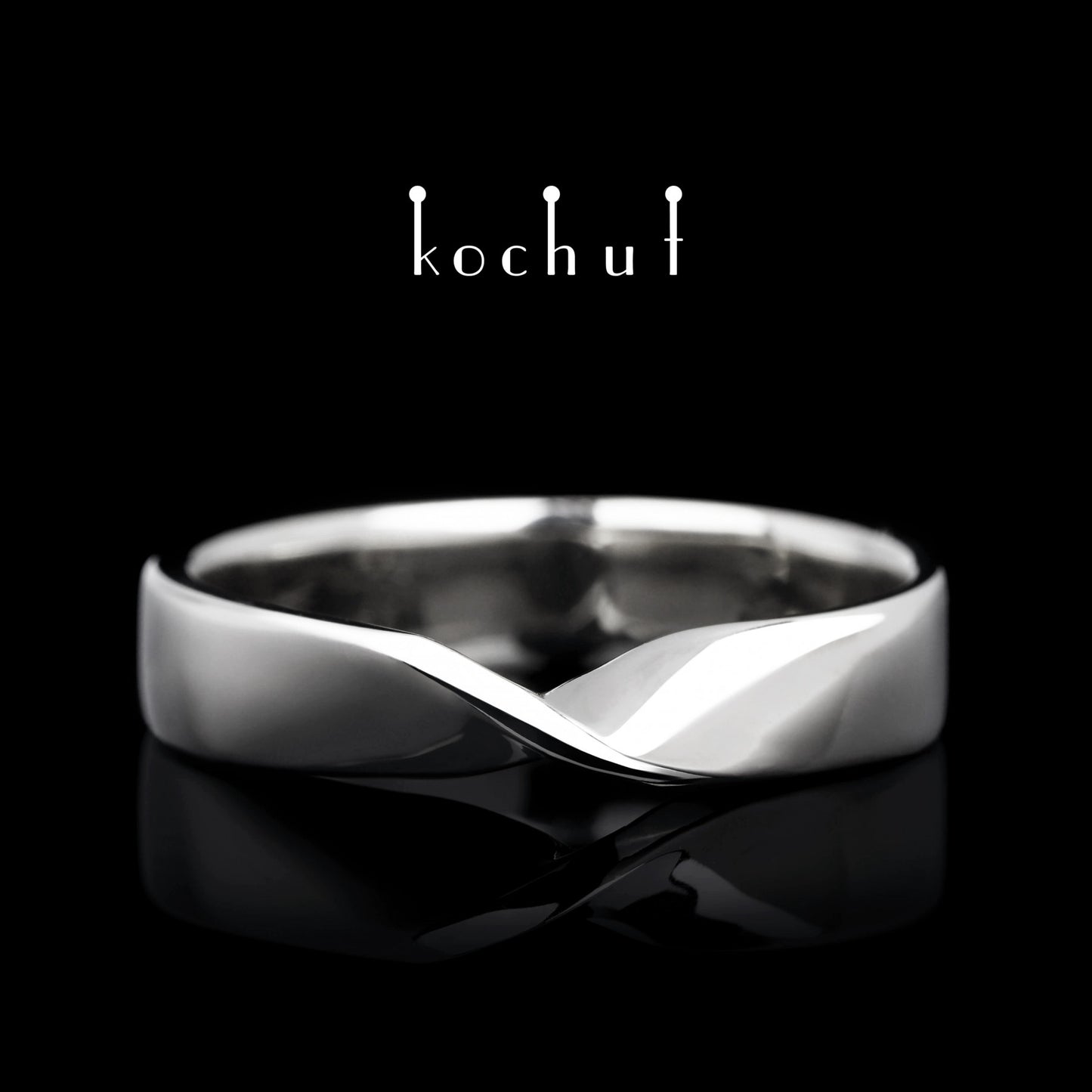 Möbiusband: breit — Ehering aus Weißgold, beschichtet mit weißem Rhodium (3.9 mm)