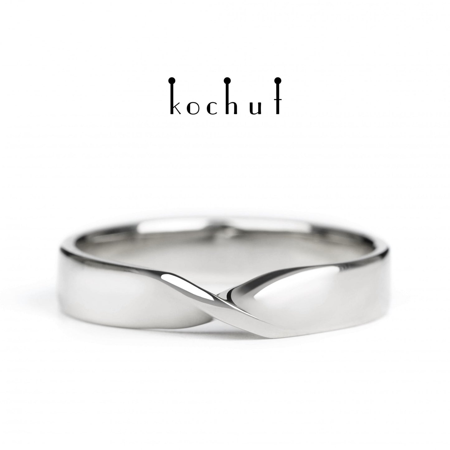 Möbiusband: breit — Ehering aus Weißgold, beschichtet mit weißem Rhodium (3.9 mm)