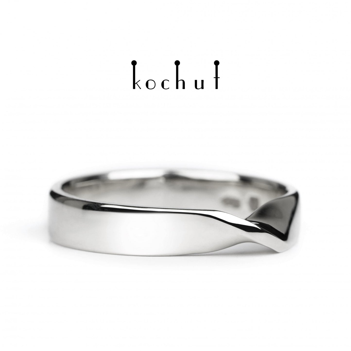 Möbiusband: breit — Ehering aus Weißgold, beschichtet mit weißem Rhodium (3.9 mm)