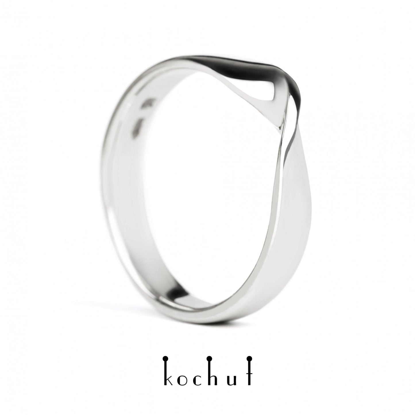 Möbiusband: breit — Ehering aus Weißgold, beschichtet mit weißem Rhodium (3.9 mm)