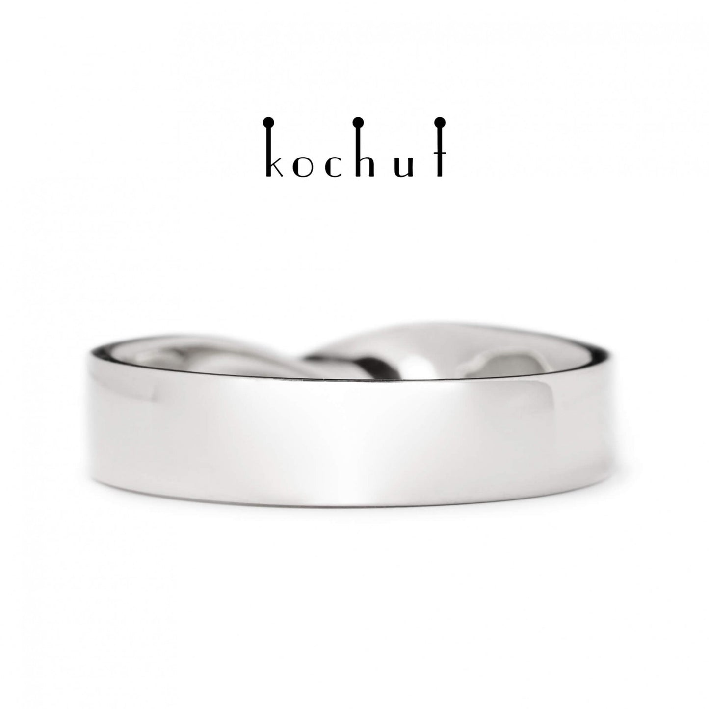 Möbiusband: breit — Ehering aus Weißgold, beschichtet mit weißem Rhodium (4.4 mm)