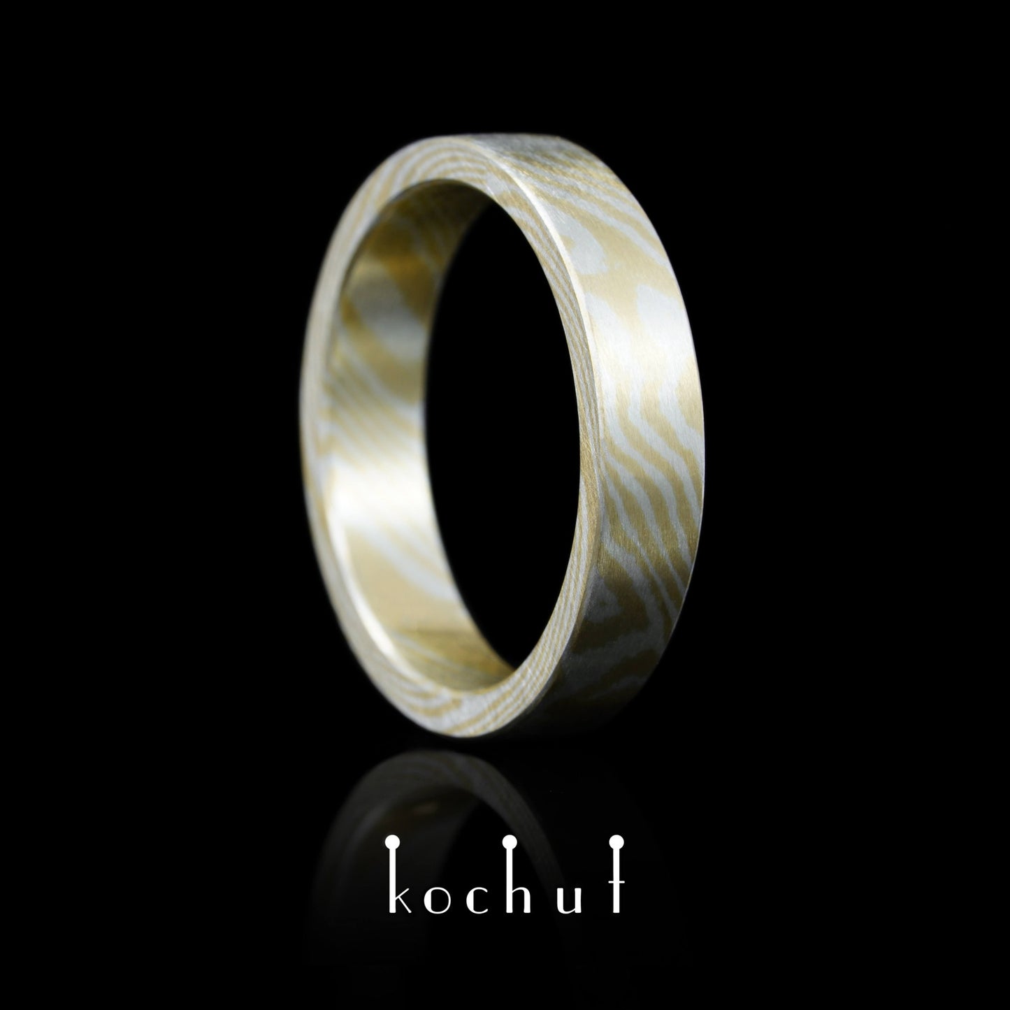 Kanso – Mokume-Ehering aus Silber und Gelbgold