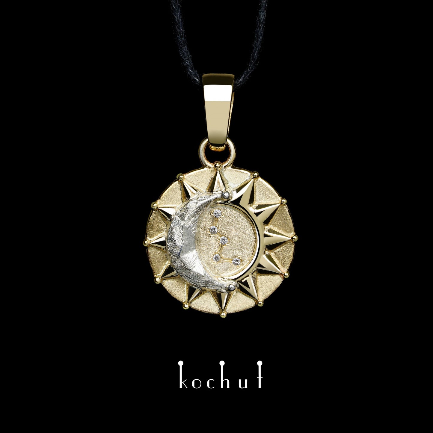 Sun and Moon — Anhänger aus Gelbgold und Silber mit Diamanten