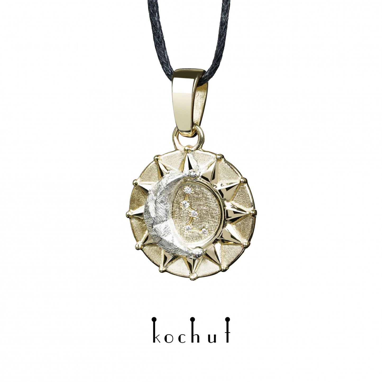 Sun and Moon — Anhänger aus Gelbgold und Silber mit Diamanten
