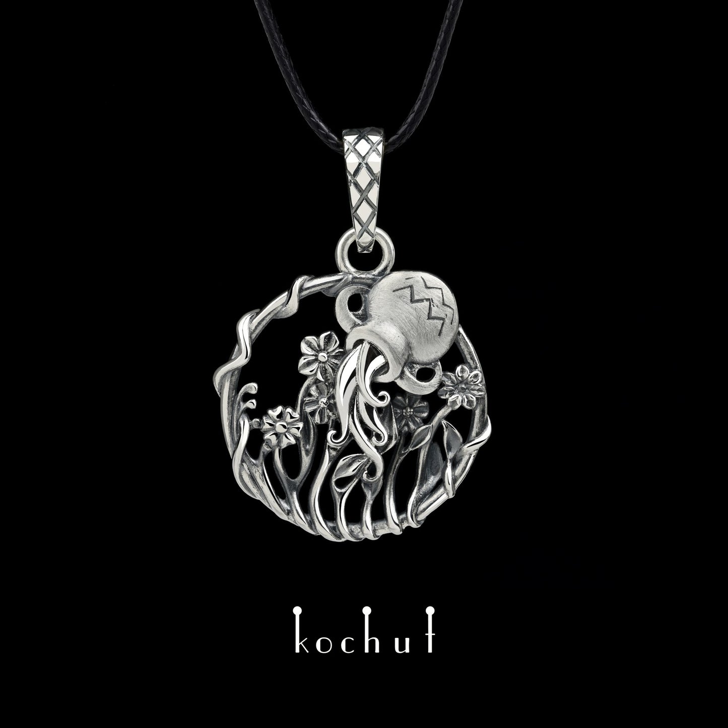 Aquarius — Anhänger aus oxidiertem Silber