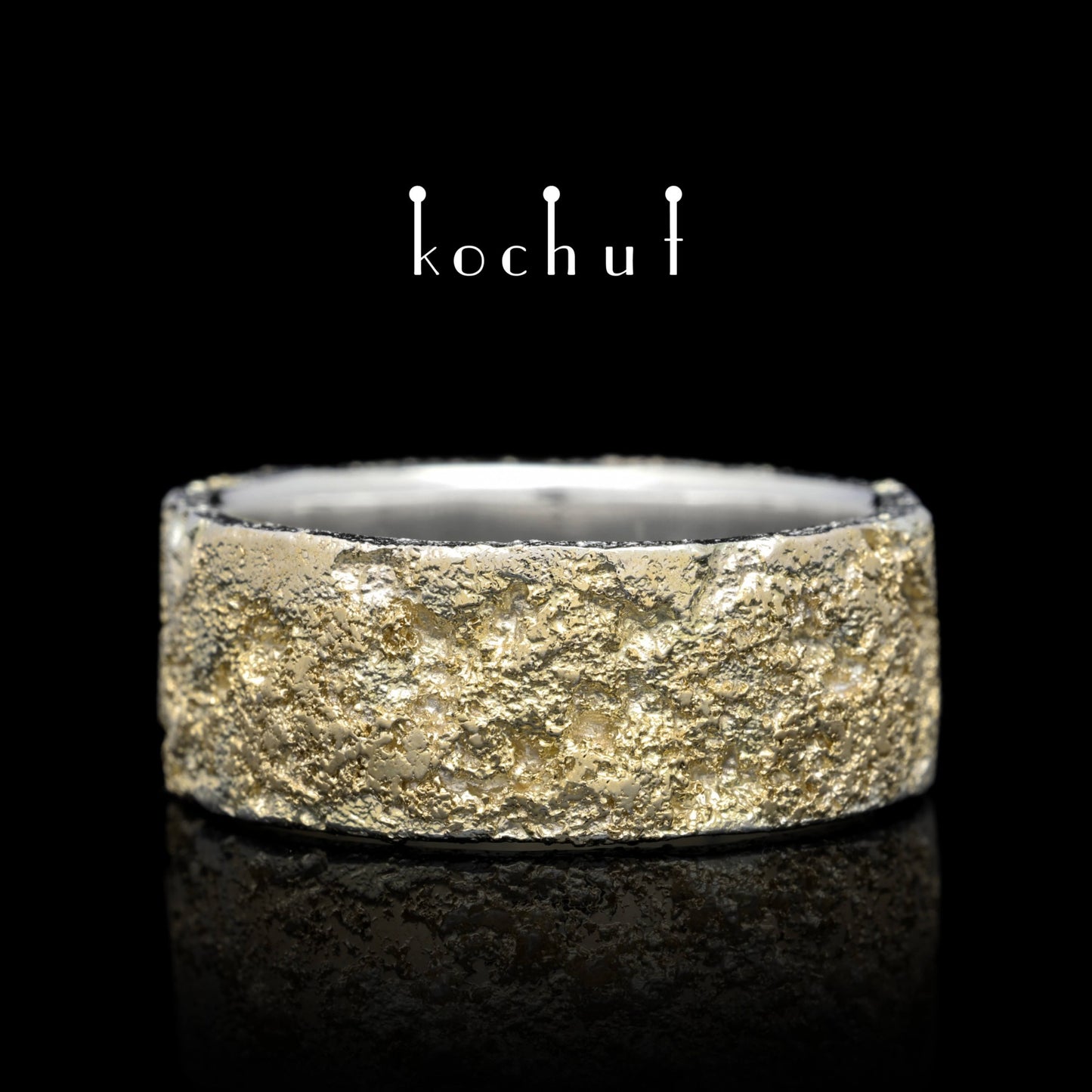 Leib und Seele mit Baum des Lebens — Silberring mit Gelbgoldverschmelzung (8 mm)