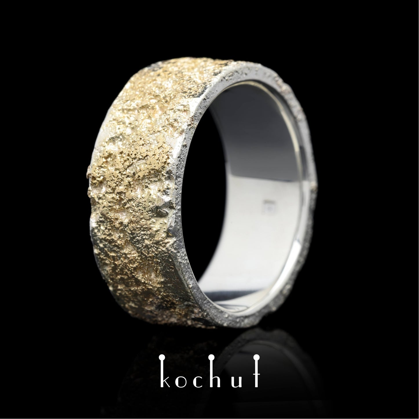 Leib und Seele mit Baum des Lebens — Silberring mit Gelbgoldverschmelzung (8 mm)