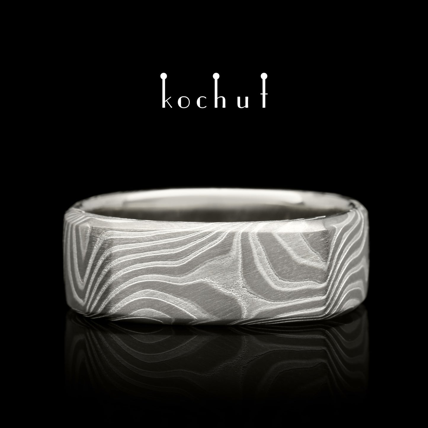 Tenno – Mokume-Ring aus Palladiumgold, Weißgold und geätztem Silber