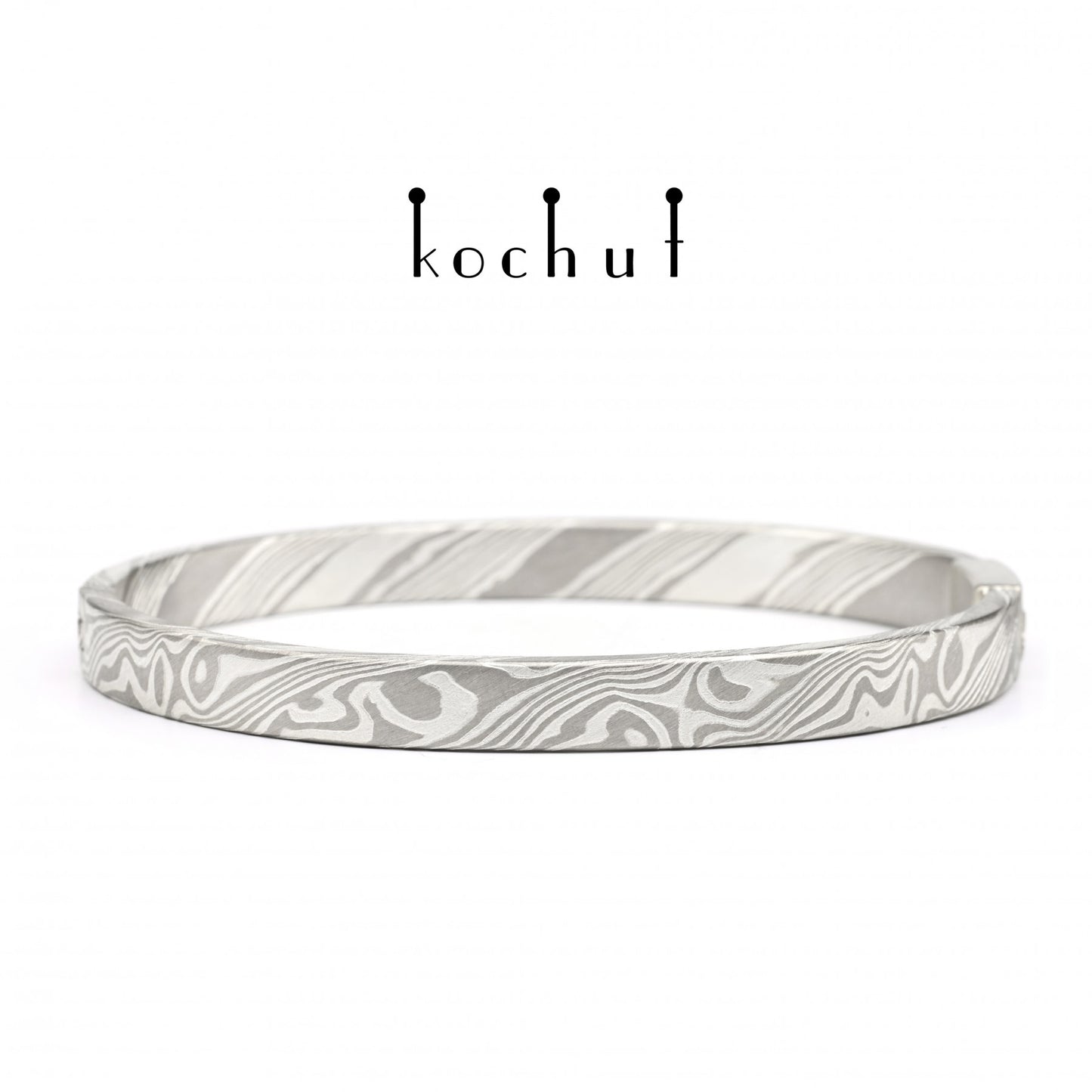 Enso – Mokume-Armband aus Palladium, Weißgold und geätztem Silber