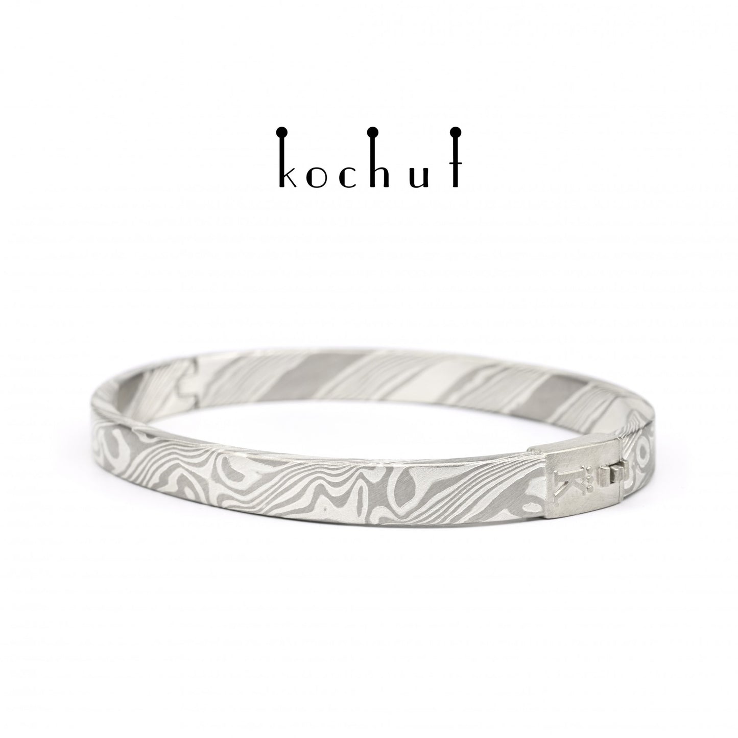 Enso – Mokume-Armband aus Palladium, Weißgold und geätztem Silber