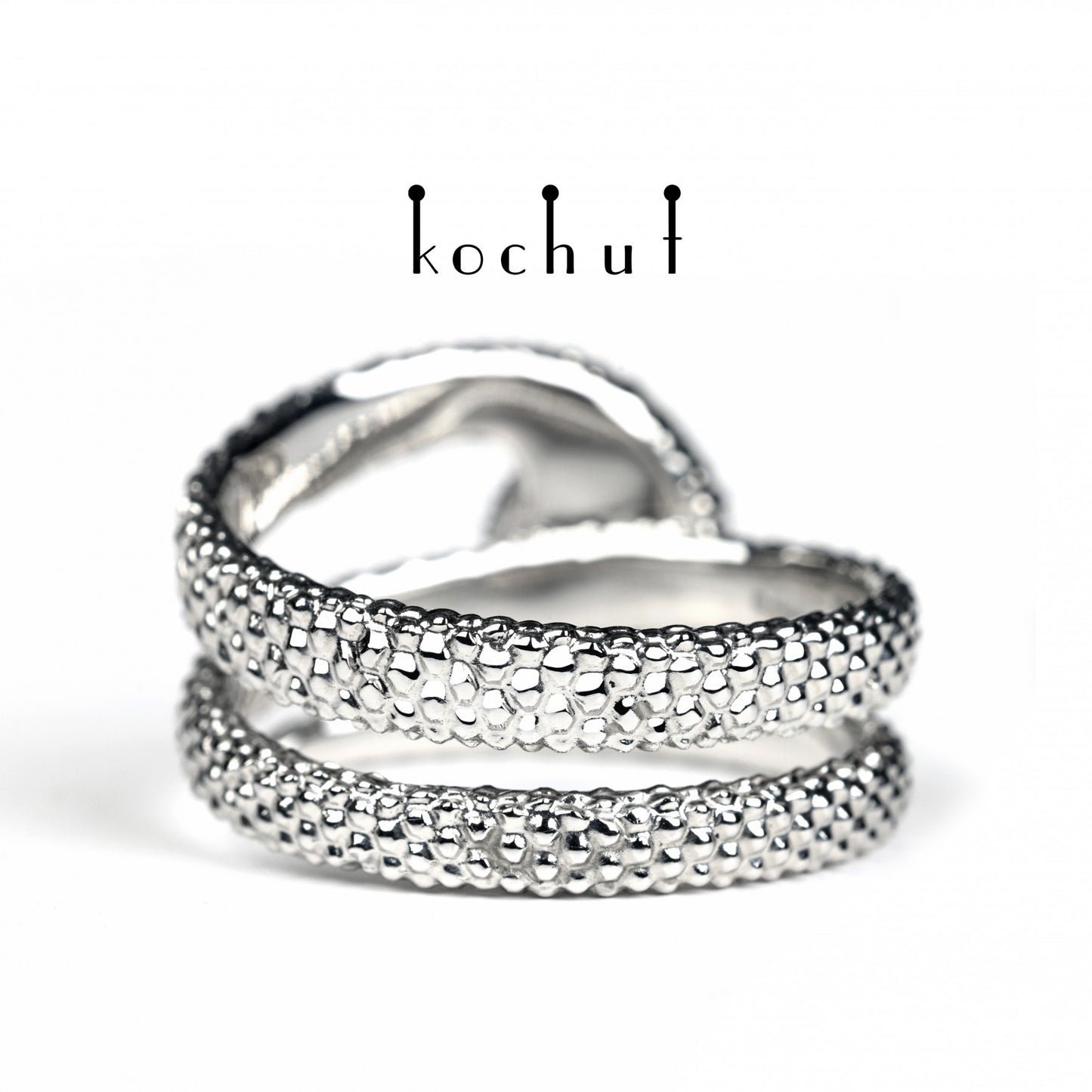 Die Liebe der Zügellosen - Ring aus Weißgold mit Tsavorit und Diamant und mit Rhodium überzogen