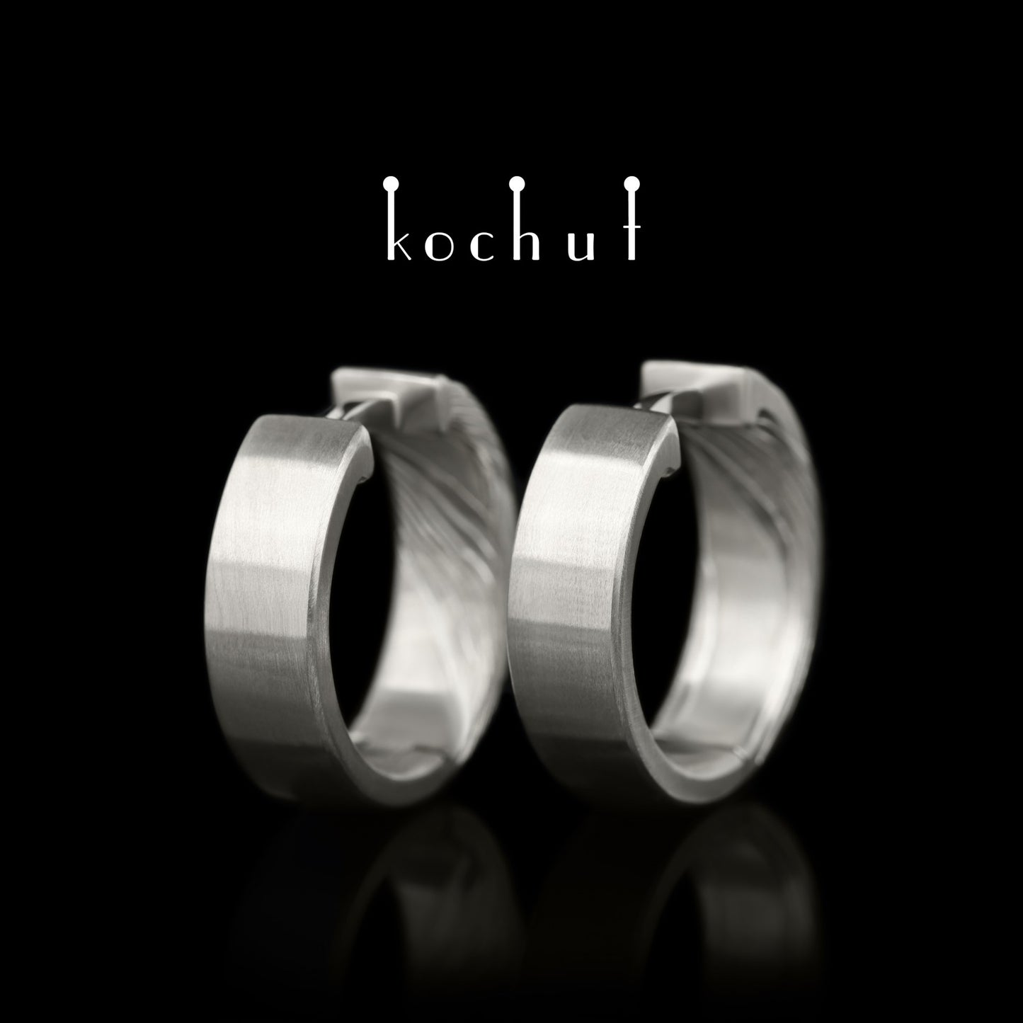 Yutori – Mokume-Ohrring aus Palladiumgold und geätztem Silber.