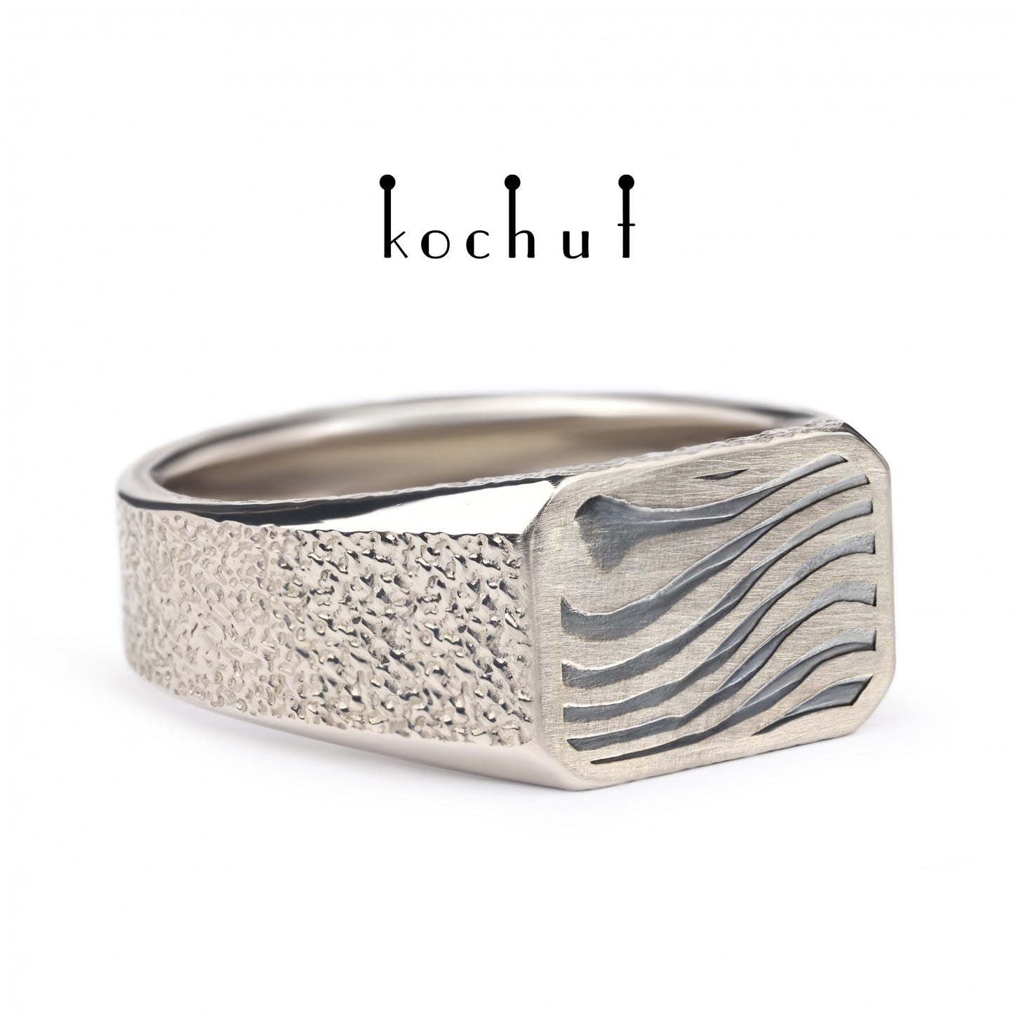 Kоgen – Mokume-Ring aus Palladiumgold, oxidiertem und geätztem Silber