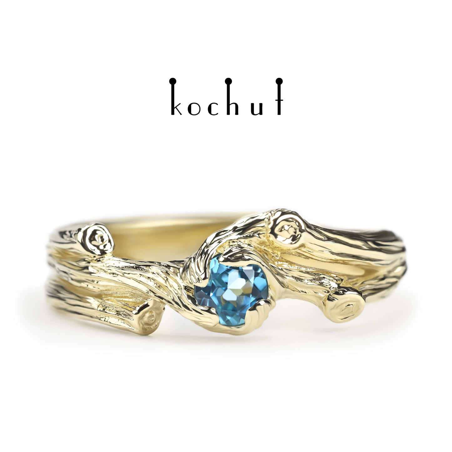 Zweig — Ring aus Gelbgold mit Topas