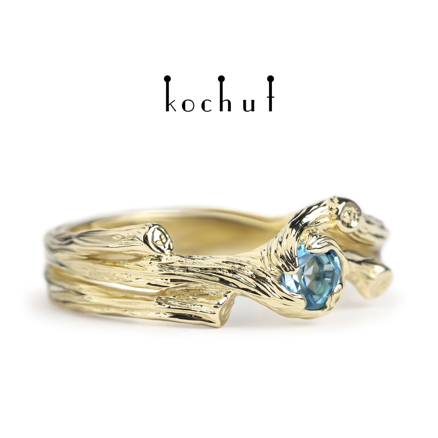 Zweig — Ring aus Gelbgold mit Topas